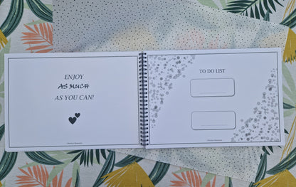 Vakantieboek | Invulboek | A4 formaat | Reisdagboek voor het gezin | Zwart-wit