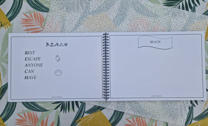 Vakantieboek | Invulboek | A4 formaat | Reisdagboek voor het gezin | Zwart-wit