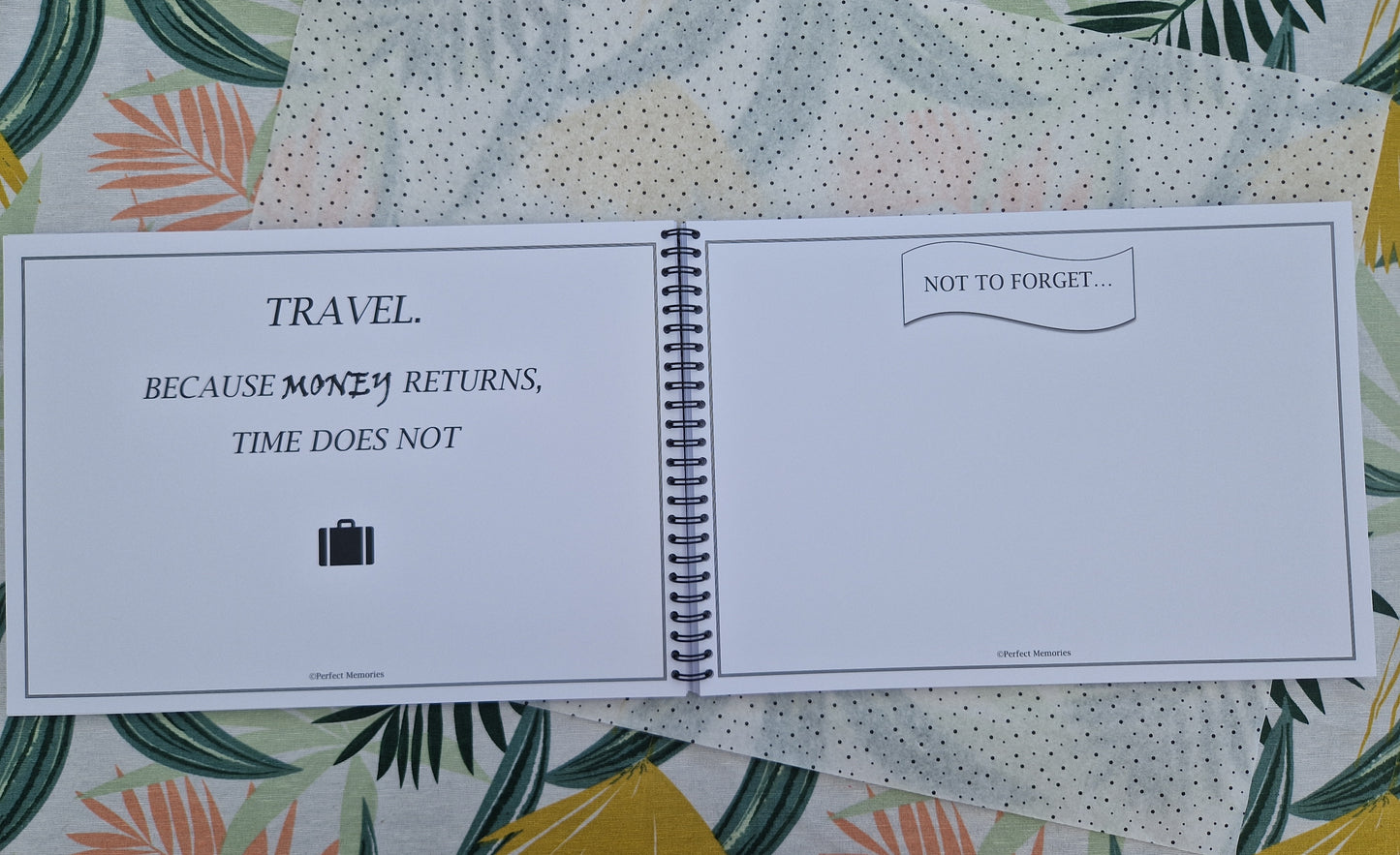 Vakantieboek | Invulboek | A4 formaat | Reisdagboek voor het gezin | Zwart-wit