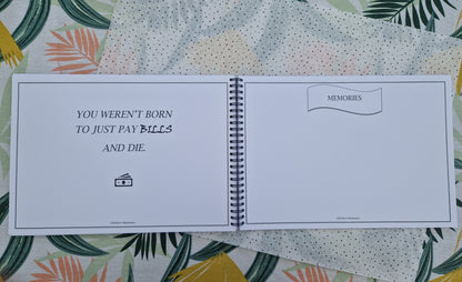 Vakantieboek | Invulboek | A4 formaat | Reisdagboek voor het gezin | Zwart-wit